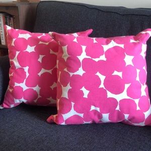 Kate Spade 18” Pink Dot Pillows (2)